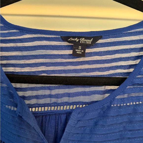 Lucky Brand Royal Blue Sheer Sleeve Blouse Women’s Size Small - Picture 3 of 3